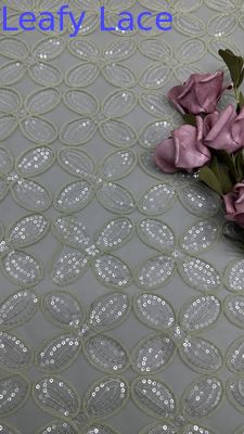 Quatro folhas de trevo Sequin tecido bordado para vestidos respirar vestidos de noiva de mulheres