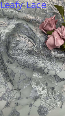 Renda de Tule Francesa com Malha de Renda Bordada Metálica para Vestidos Formais e de Noite Inspirados em Alta Costura