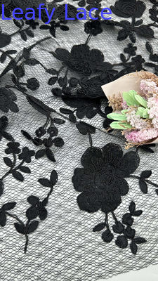 Renda Bordada com Folhas, Malha, Padrões Florais Barrocos para Vestidos Formais Românticos