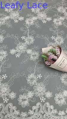 3D bordado floral renda com malha textura artística de várias camadas para declaração vestidos de noite