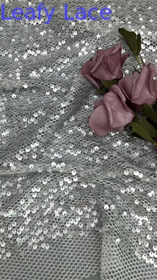 Tulle Sequin Mesh Tecido de renda bordado Poliéster para vestidos de noite
