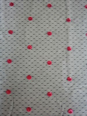 Vestuário vermelho preto do vestido de Dot Sequin Fabric For Day da polca