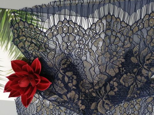 Tela metálica do laço da borda da vieira de Lurex da pestana para a senhora Dress Garment
