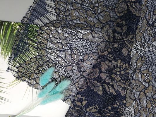 Tela metálica do laço da borda da vieira de Lurex da pestana para a senhora Dress Garment