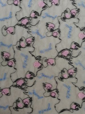 Multi tule bordado colorido Mesh Fabric With Letters