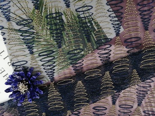 A jarda bordou o laço Mesh Fabric For Girls Dresses geométrico