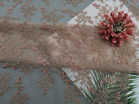 Tule floral pequeno Mesh Colored Embroidered Lace Fabric pela jarda