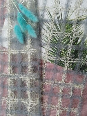 Tela geométrica azul do bordado de Applique de 125CM Lurex