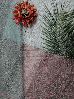 Tule gracioso azul Mesh Embroidered Lace Fabric