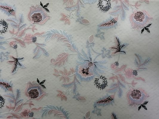 Tela bordada colorida floral do laço para o vestuário das mulheres