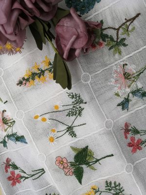 80 jardas de tela floral bordada cores do laço 3D do algodão 9