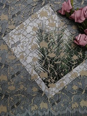 142CM reciclado 2 cores Tone Green Corded Lace Fabric