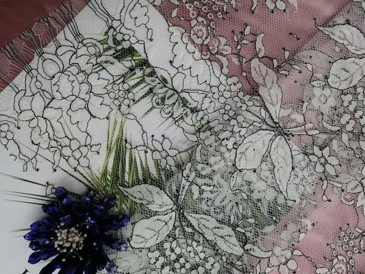 Tom - tela floral do fato de Tone White Black French Chantilly