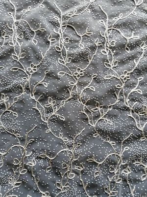 Laço floral da tela de Dot Embroidery Flocking Flocked Mesh da polca