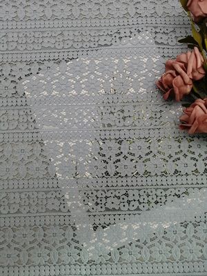 Tela floral azul do laço do algodão 3D de 145CM para artigos do fundamento