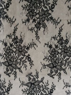 Tela francesa de pouco peso floral preta do laço de Chantilly