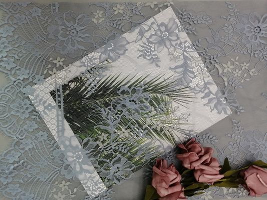 Tela de Grey Eyelash Scallop Edge Lace para a senhora Evening Dress