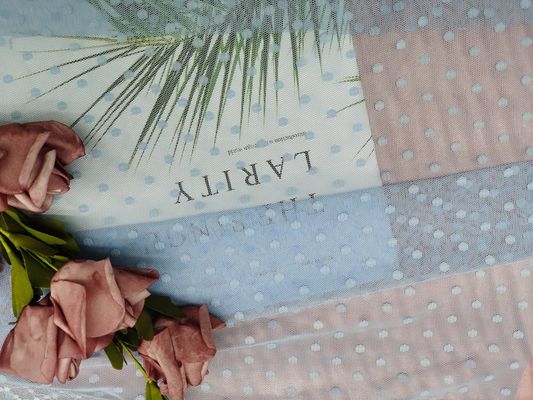 Polca delicada de nylon Dot Tulle Mesh Fabric dos azuis marinhos
