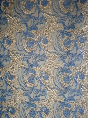 Tela bordada floral azul do laço do poliéster para tipos do vestuário