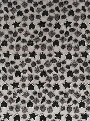 Tela colorida metálica do bordado de Lurex da forma da estrela para o vestido da menina
