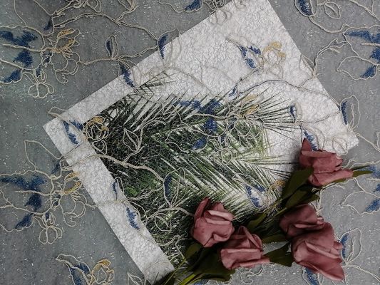 Tela bordada floral do tule de Lurex