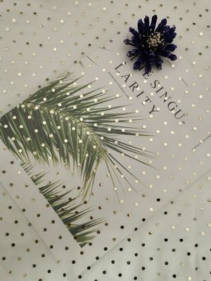 Tela metálica do brilho de Mesh Foil Printed Polka Dot do tule do marfim