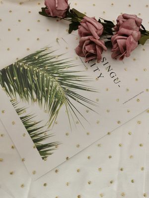 100 jardas de folha metálica do brilho imprimiram a polca Dot Fabric do marfim