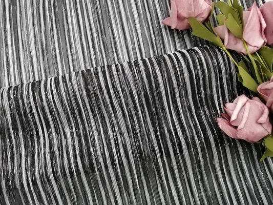 Partido 100 jardas de Lurex metálico preto Mesh Pleated Lace Fabric