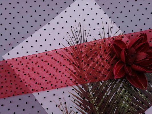 Vestido de noite vermelho de Dot Flocked Tulle Fabric For da polca