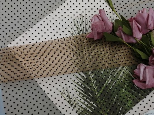 Dot Flocking Tulle Mesh Flocked preto Mesh Fabric
