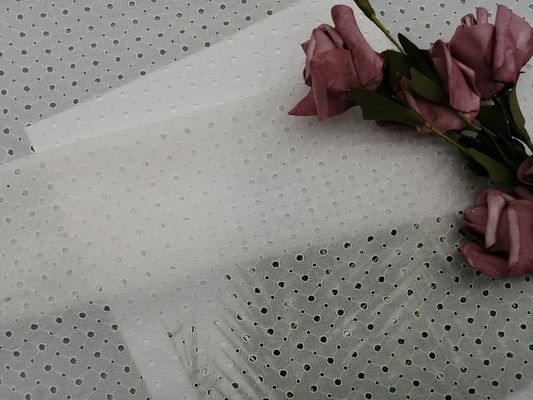 Tela do ilhó de Sakura Cherry Blossom Thread White Embroidered