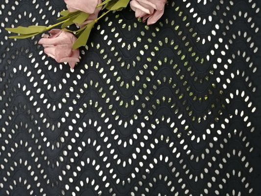 Pretos bordados proveem a tela 100% do laço do algodão da tela para vestidos