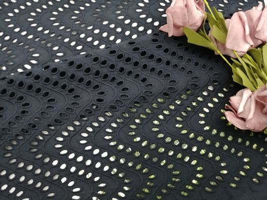 Pretos bordados proveem a tela 100% do laço do algodão da tela para vestidos