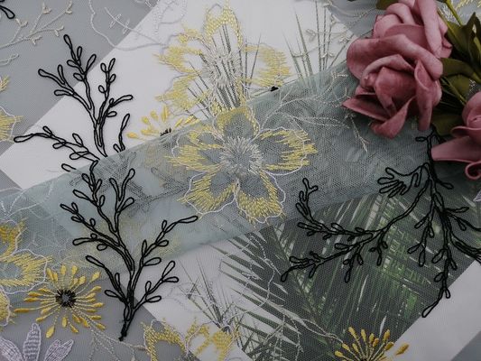 Tule Mesh Corded Lace Fabric