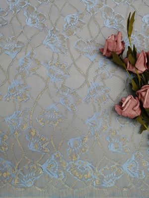 Matéria têxtil floral metálica do vestuário das mulheres da tela do bordado do laço