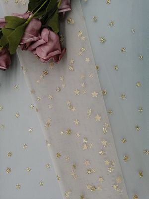 Revestimento metálico da impressão de Mesh Fabric Women Dress Foil do tule da forma da estrela