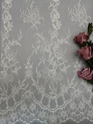 Tule Mesh Embroidered Cotton Fabric