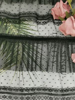 Dot Foil Printing Pleated Crinkle preto Mesh Crushed Tulle Fabric