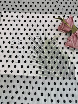 Dot Tulle Crinkle Flocked Pleated preto Mesh Fabric