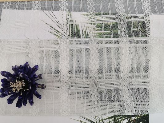 Senhora geométrica branca Dress Fabric de Mesh Tulle Lace Fabric Lightweight