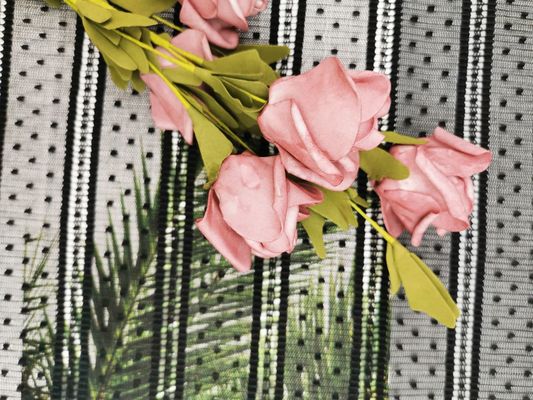 Tela do laço de Mesh Pleated Dot Embroidery Striped