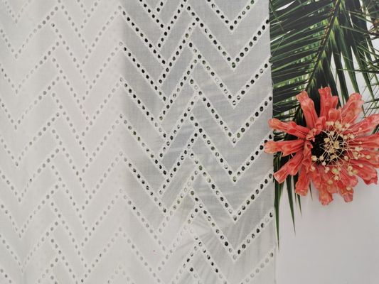 Tela bordada do laço do algodão de 125CM zíper branco