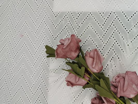 Tela bordada do laço do algodão de 125CM zíper branco
