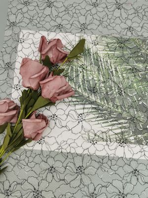 142CM por todo o lado no bordado de prata do contraste da guarnição floral suíça do laço do poliéster