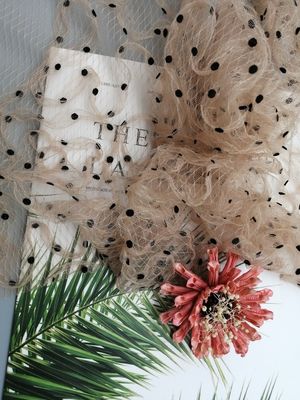 Tela floral tridimensional Dot Flocked Tulle Cording Mesh do laço 3D