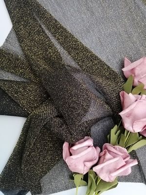 Ouro Lurex Mesh Tulle Metallic Lace Fabric para a camisa de assentamento fêmea