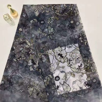 A lantejoula floral do laço de 125CM bordou a tela para blusas do vestido