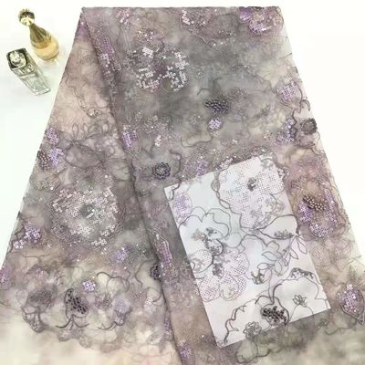 A lantejoula floral do laço de 125CM bordou a tela para blusas do vestido