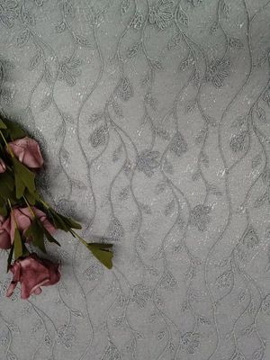 tela floral do laço do bordado do tule 3D para o vestido de partido