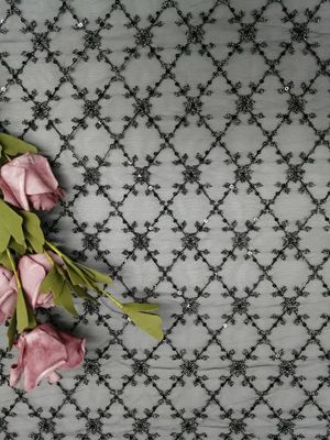 Artigos do fundamento de Mesh Sequin Embroidered Fabric For do tule do ODM